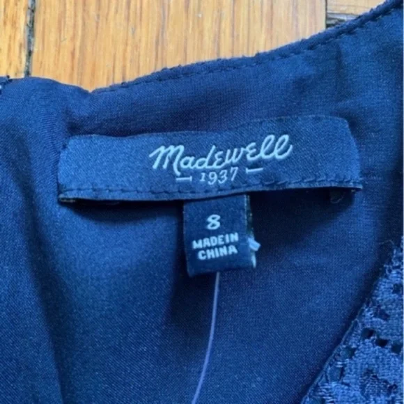 Madewell Lace Shift Dress Navy Blue - Picture 9 of 14